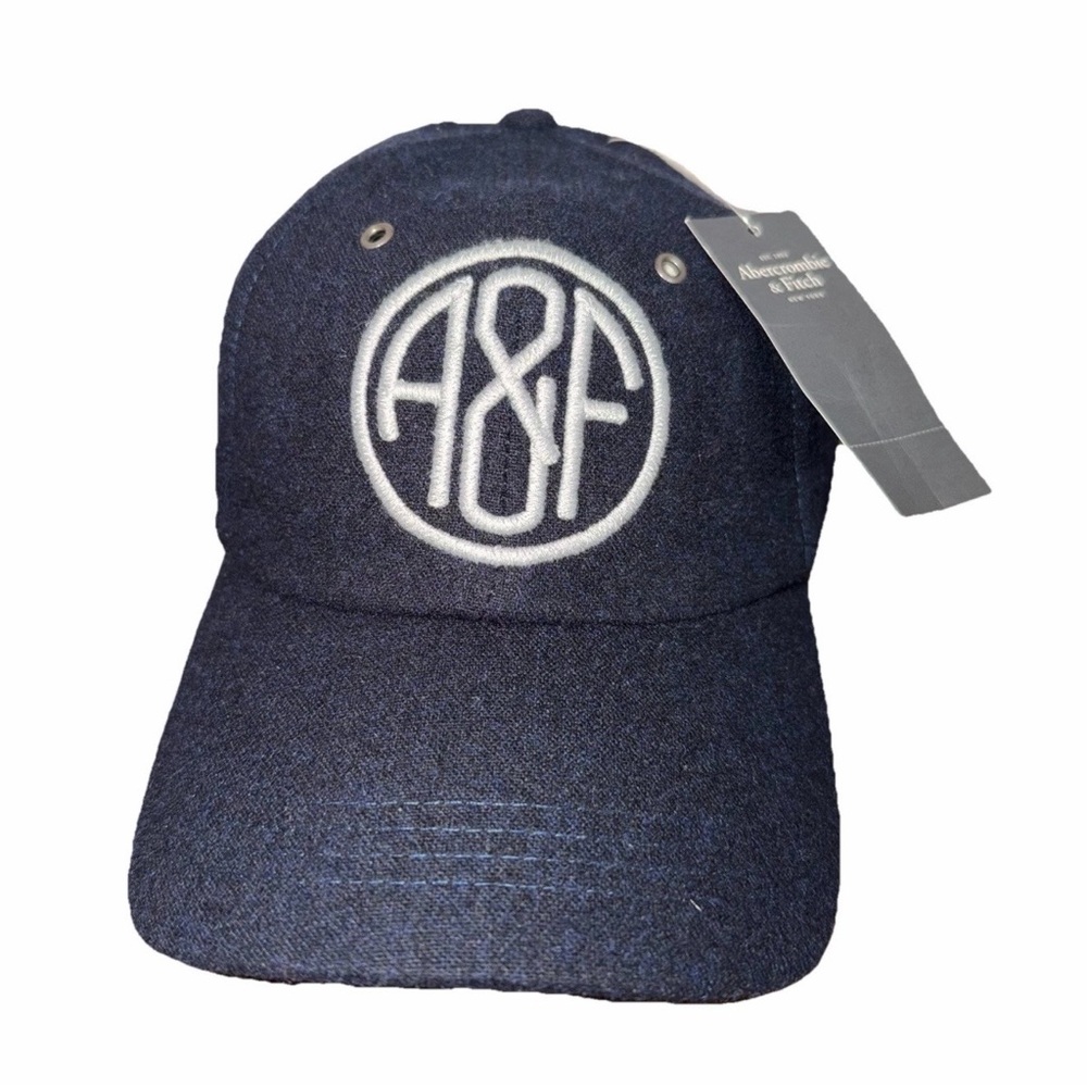 RARE Abercrombie & Fitch Wool Hat Strapback Flagship Exclusive Navy Blue 🚨NWT🚨